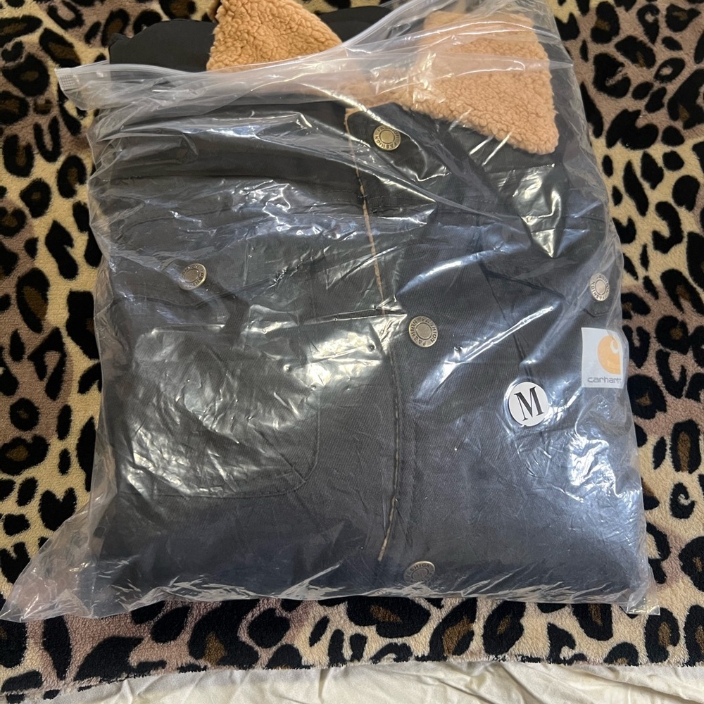Carhartt Black Jacket with Tan Collar